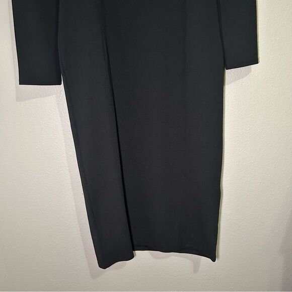 NEW H&M black cut out long sleeve bodycon midi dress women’s size medium - Picture 4 of 8